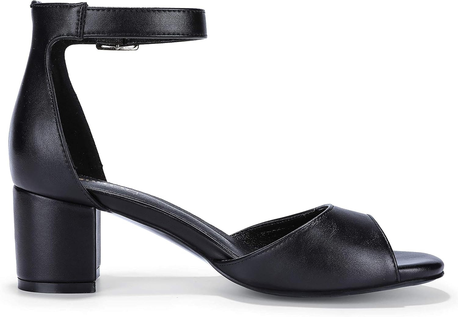 image:imageIDIFU Womens Candie Low Block Heels Sandals Peep Toe Chunky Ankle Strap Wedding Dress ShoesBlack Pu