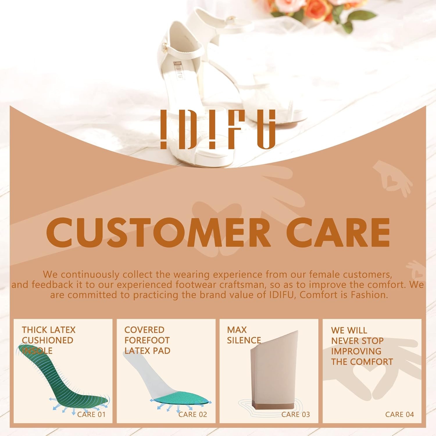 image:imageIDIFU Womens IN4 Mary Platform Chunky High Heels Sandals Peep Toe Dress Wedding Bridal Shoes for Women Bride BridesmaidWhite