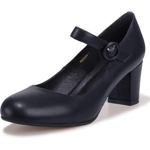 image:imageIDIFU Womens Candy Dress Mary Jane Shoes Low Block Heels Closed Round Toe Office Work Church Wedding PumpsBlack Pu