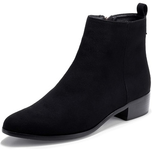 image:imageIDIFU Womens Romy Classic Pointed Toe Ankle Boots Side Zipper Low Block Heel Dress BootiesBlack Suede
