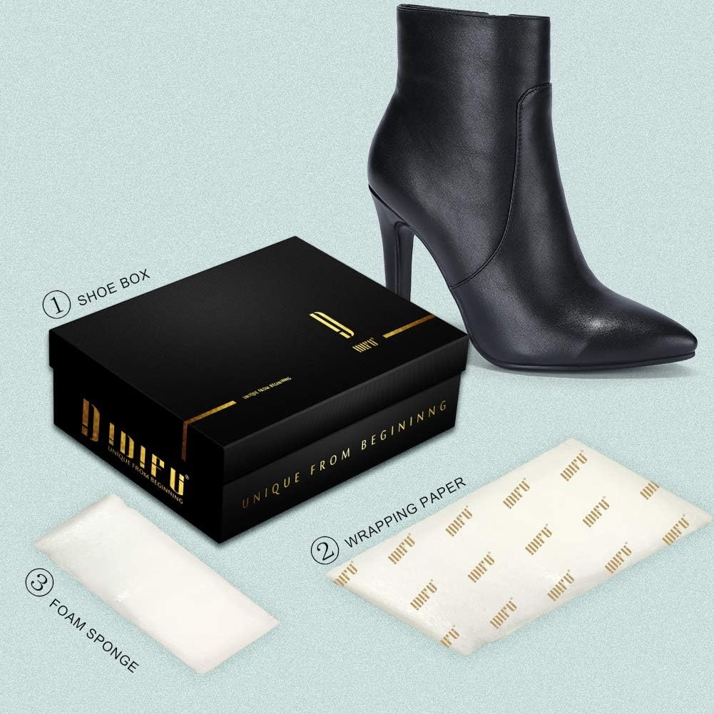 image:imageIDIFU Ankle Boots for Women High Heel Pointed Toe Boots Side Zipper Stiletto BootiesBlack Pu
