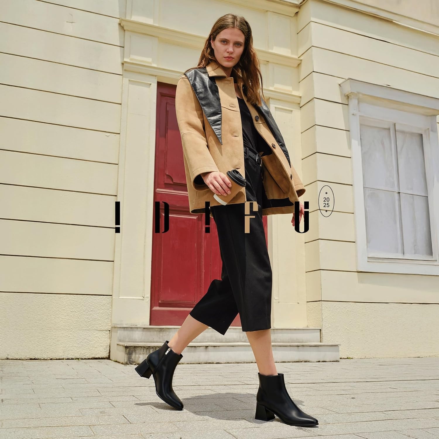 image:imageIDIFU IN2 Ankle Boots for Women Low Short Chunky Block Heel Boot Fall Pointed Toe Dress Booties Ladies Comfortable Cute Fashion BootsNew Black
