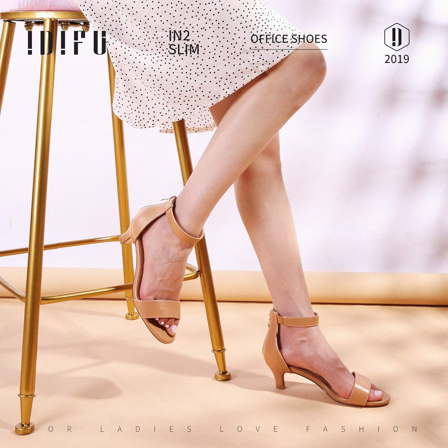 image:imageIDIFU IN2 Kitten Heels for Women Low Open Toe Ankle Strap Heeled Sandals Wedding Bridal Evening Prom Party Dress Shoes Womens HeelsIn2 Nude Pu
