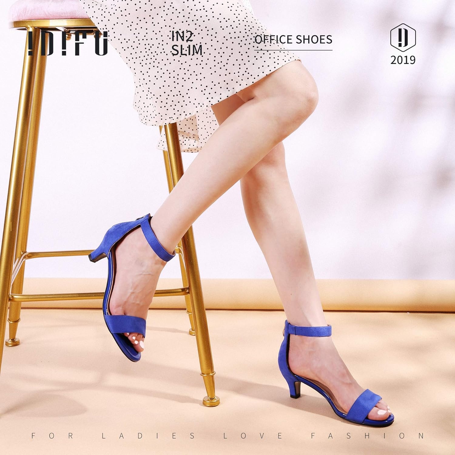 image:imageIDIFU IN2 Kitten Heels for Women Low Open Toe Ankle Strap Heeled Sandals Wedding Bridal Evening Prom Party Dress Shoes Womens HeelsIn2 Royal Blue Suede