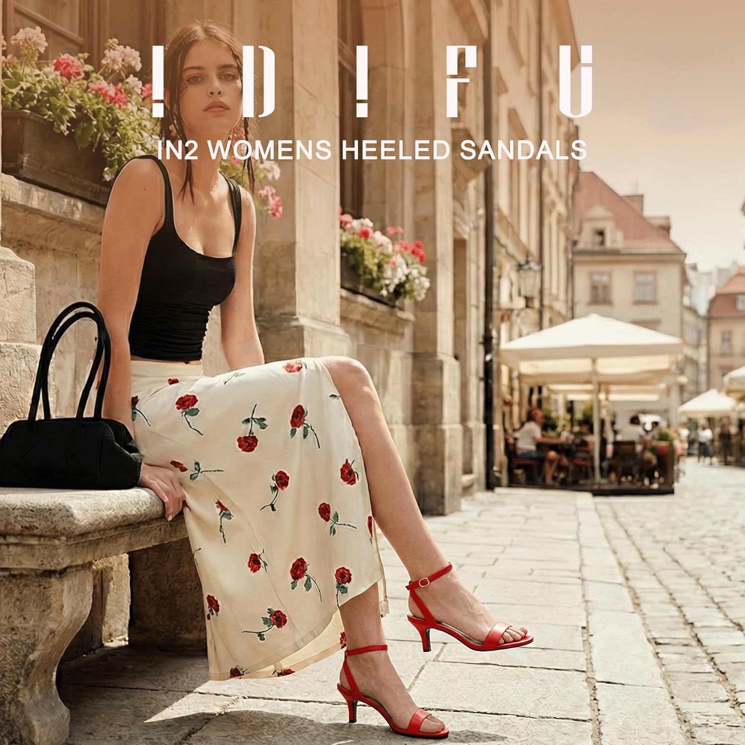 image:imageIDIFU IN2 Kitten Heels for Women Low Open Toe Ankle Strap Heeled Sandals Wedding Bridal Evening Prom Party Dress Shoes Womens HeelsNew Red Pu