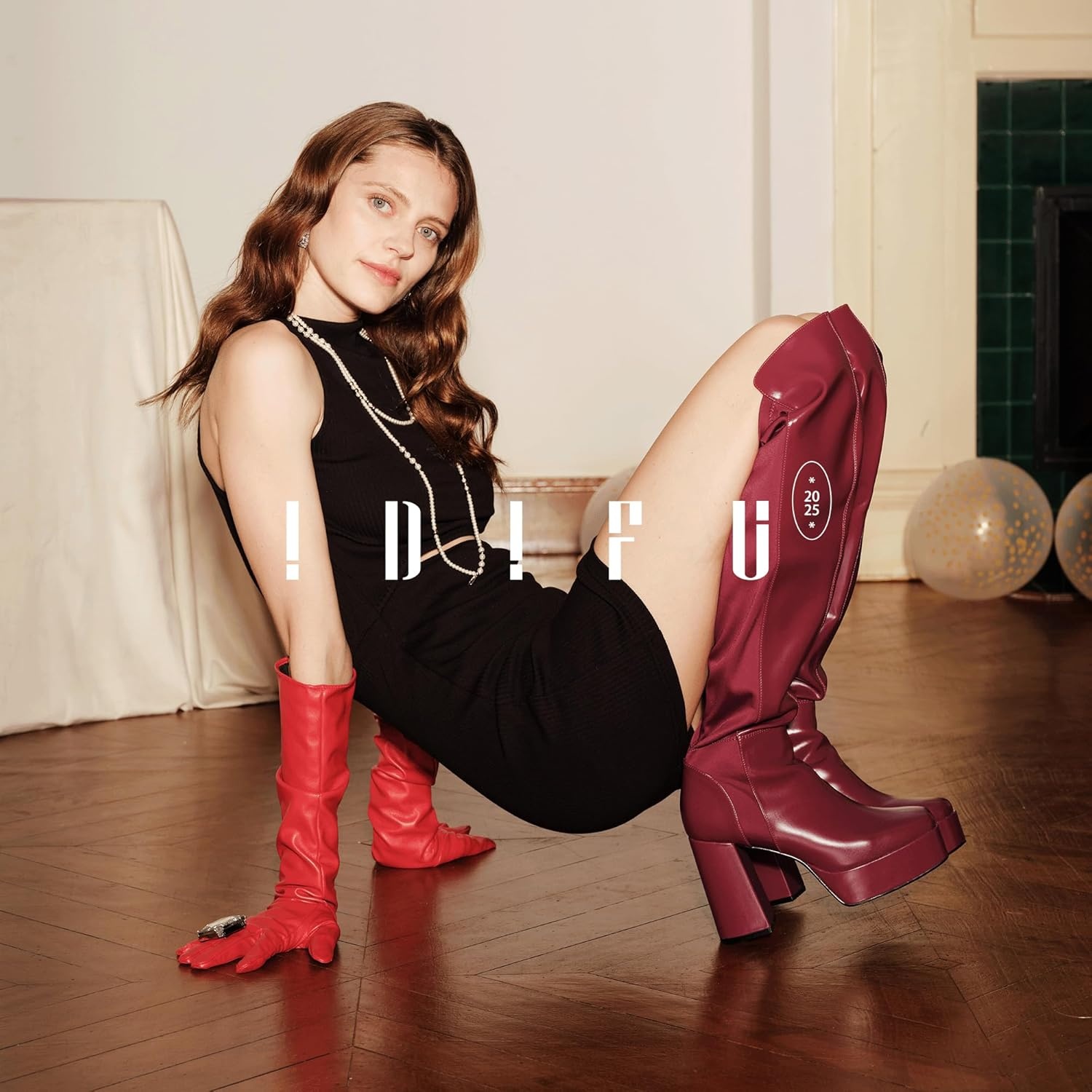 image:imageIDIFU IN4 Womens Thigh High Boots Over The Knee Stretch Platform Chunky Block Heel Side Zip Fashion Long BootsRed Pu