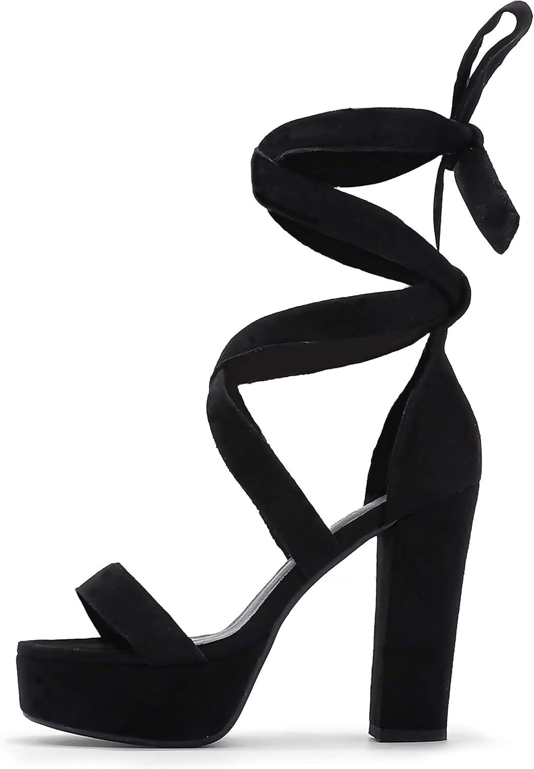 image:imageIDIFU IN5 Sabrina Platform Block Chunky High Heels Ankle Strap Heeled Sandals Sexy Wedding Party Dress Shoes for Women Open Toe HeelsBlack Strap