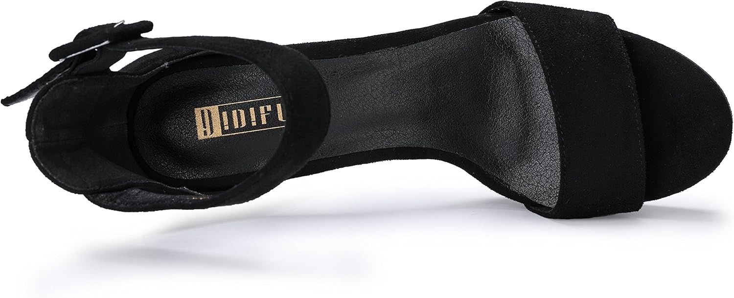 image:imageIDIFU IN5 Sabrina Platform Block Chunky High Heels Ankle Strap Heeled Sandals Sexy Wedding Party Dress Shoes for Women Open Toe HeelsBlack Suede