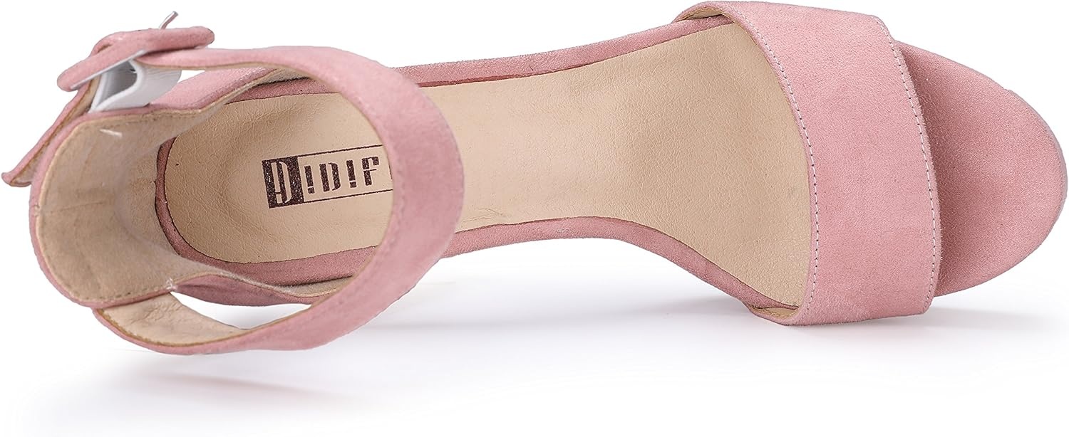 image:imageIDIFU IN5 Sabrina Platform Block Chunky High Heels Ankle Strap Heeled Sandals Sexy Wedding Party Dress Shoes for Women Open Toe HeelsPink Suede
