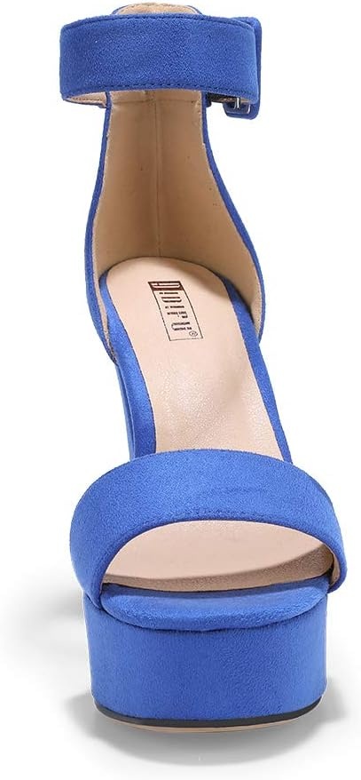image:imageIDIFU IN5 Sabrina Platform Block Chunky High Heels Ankle Strap Heeled Sandals Sexy Wedding Party Dress Shoes for Women Open Toe HeelsRoyal Blue Suede