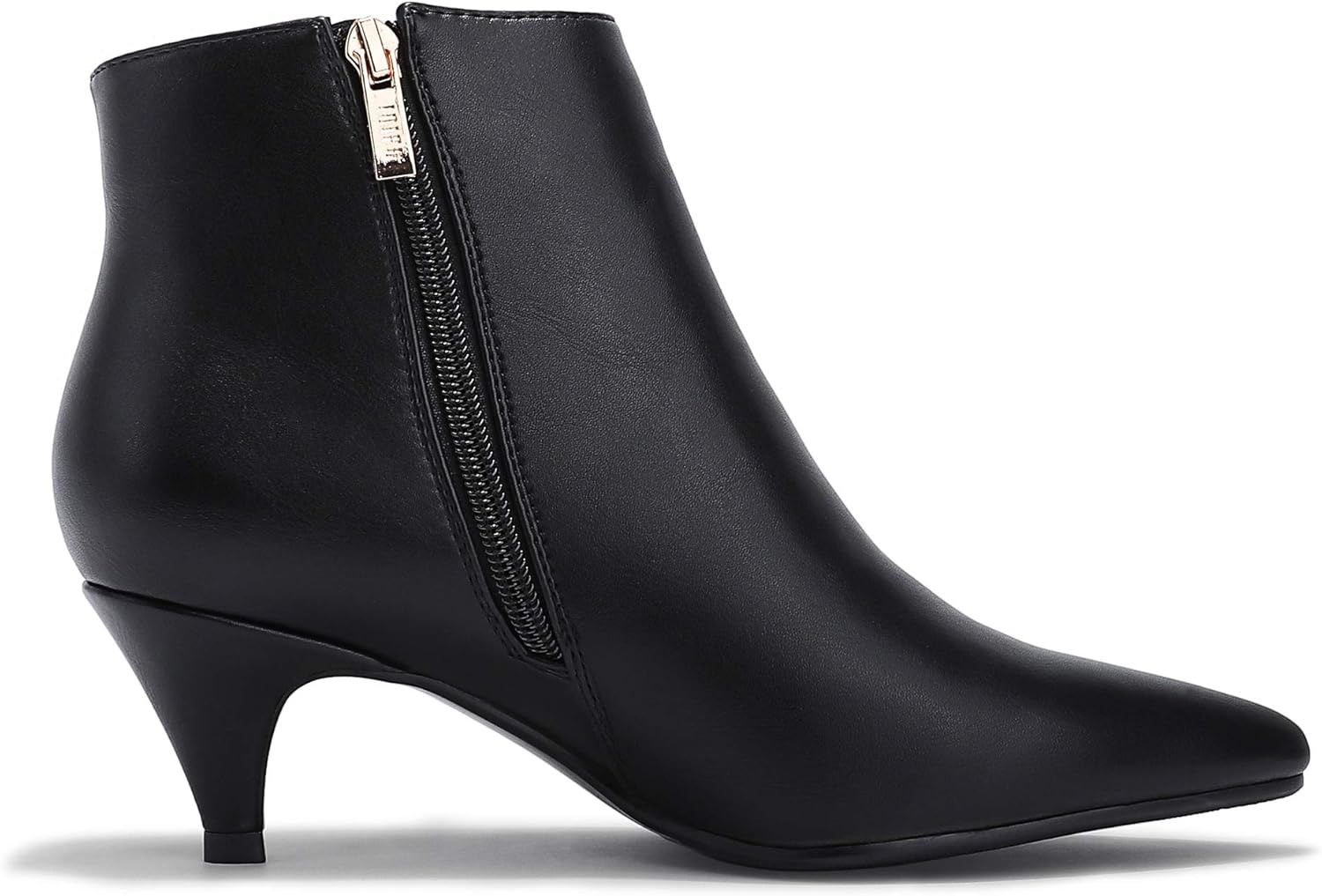 image:imageIDIFU Women Booties Low Kitten Heel Ankle Boots Pointed Toe Short Boots Dress Sexy ShoesBlack Pu