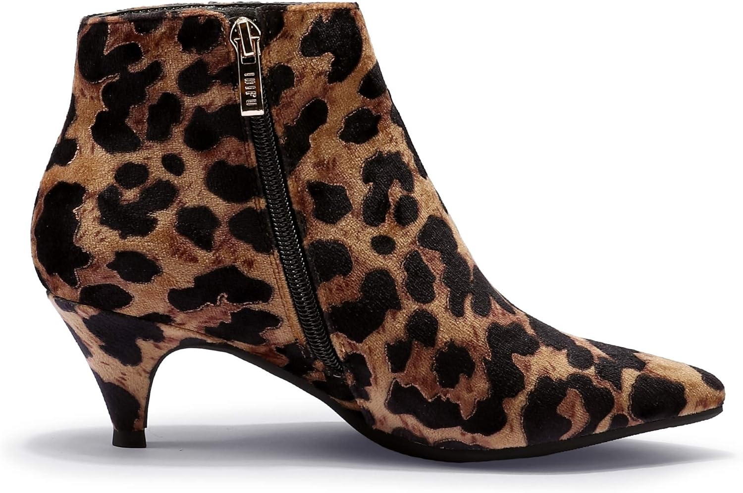 image:imageIDIFU Women Booties Low Kitten Heel Ankle Boots Pointed Toe Short Boots Dress Sexy ShoesLeopard Suede
