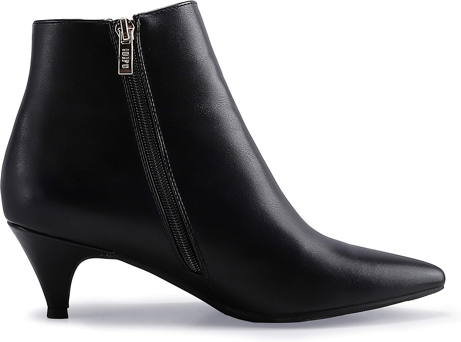 image:imageIDIFU Women Booties Low Kitten Heel Ankle Boots Pointed Toe Short Boots Dress Sexy ShoesV Black Pu