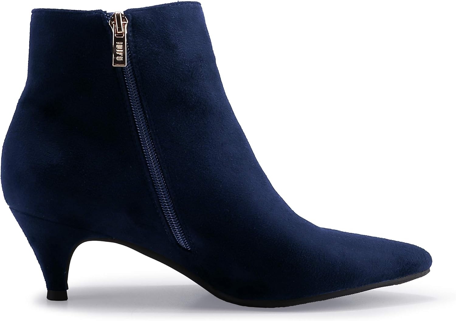 image:imageIDIFU Women Booties Low Kitten Heel Ankle Boots Pointed Toe Short Boots Dress Sexy ShoesV Blue Suede