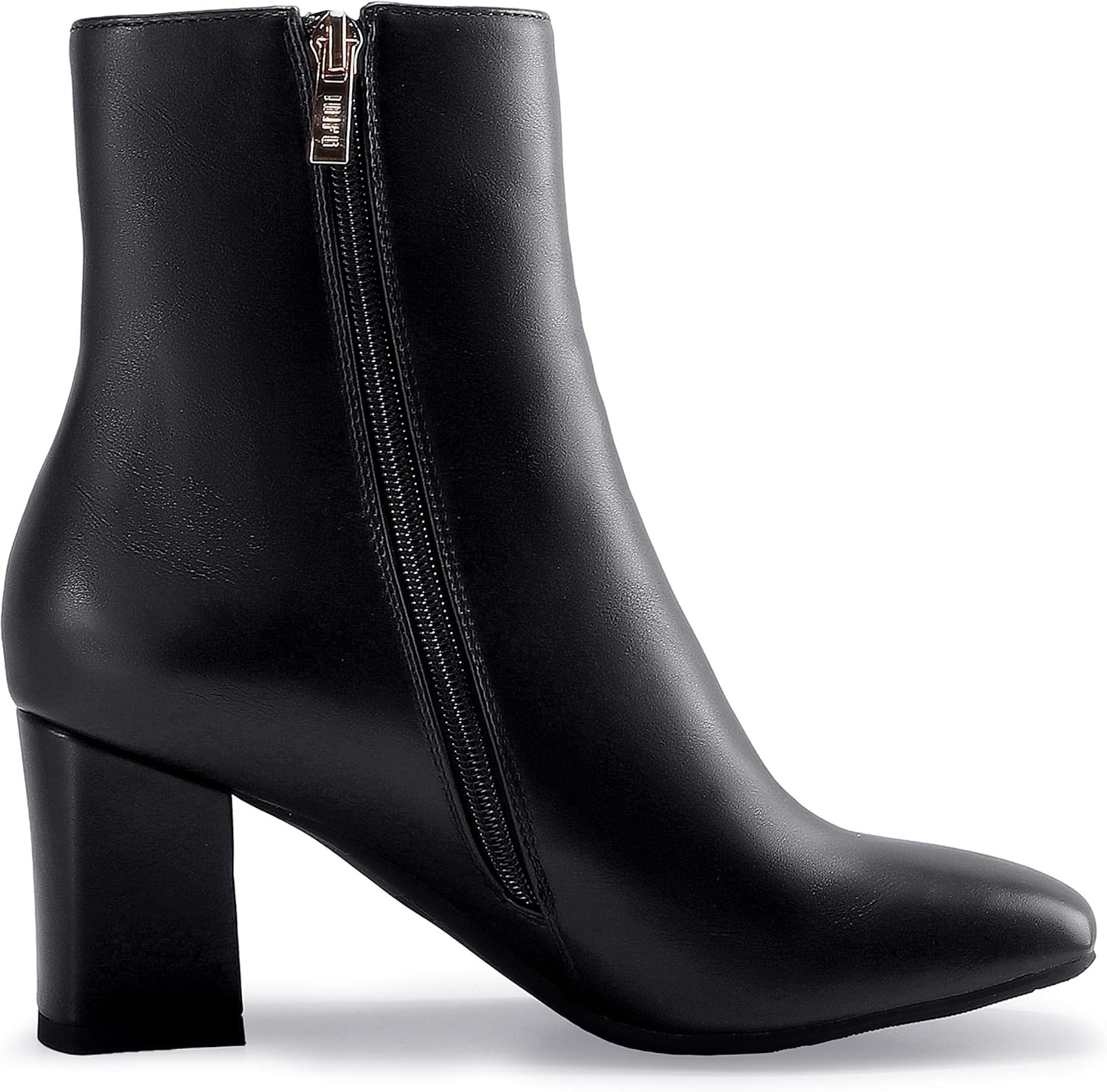 image:imageIDIFU Womens Aliza Fashion Square Toe Short Boots Side Zipper Low Block Heel Ankle BootiesBlack Pu