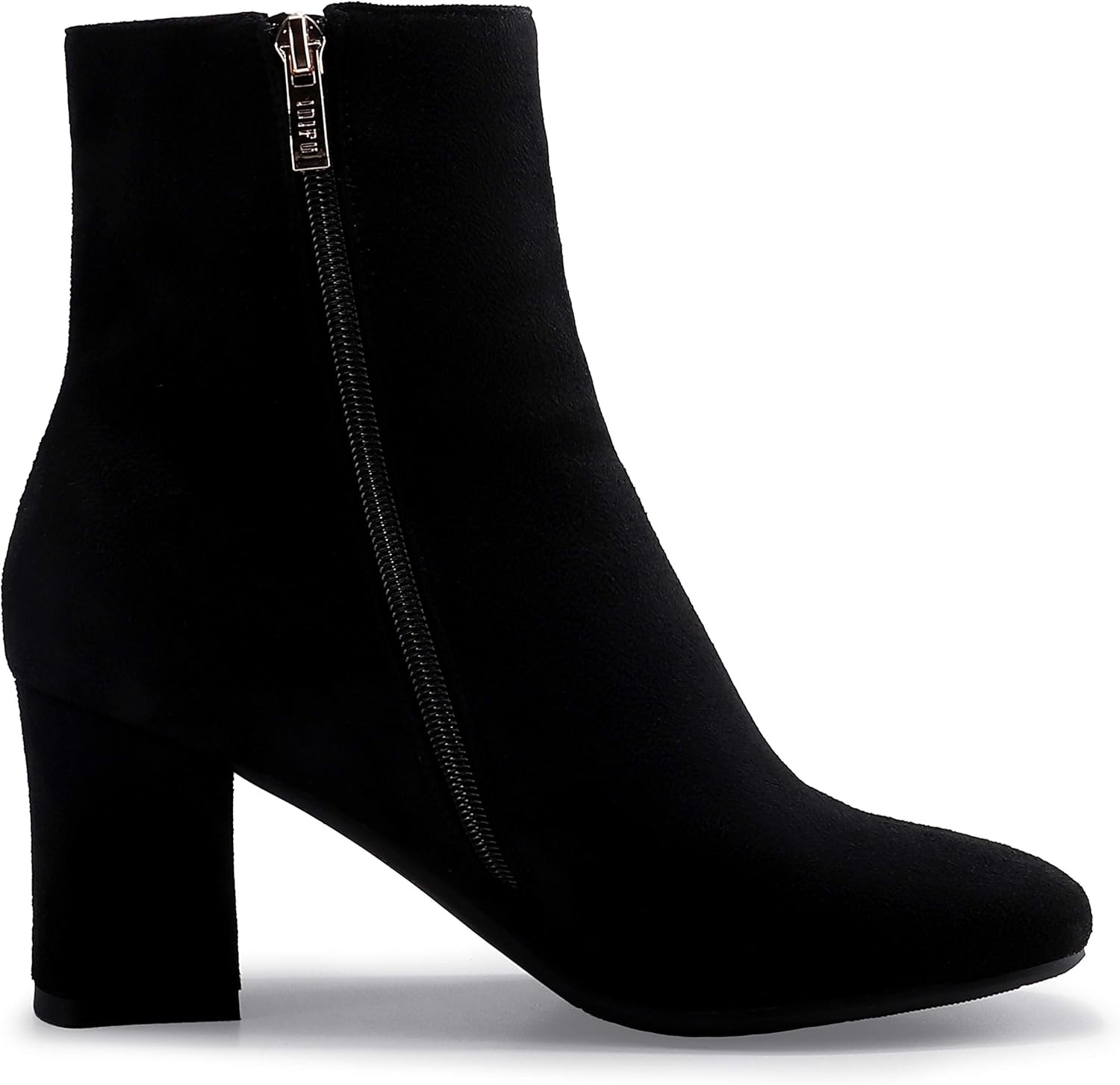 image:imageIDIFU Womens Aliza Fashion Square Toe Short Boots Side Zipper Low Block Heel Ankle BootiesBlack Suede