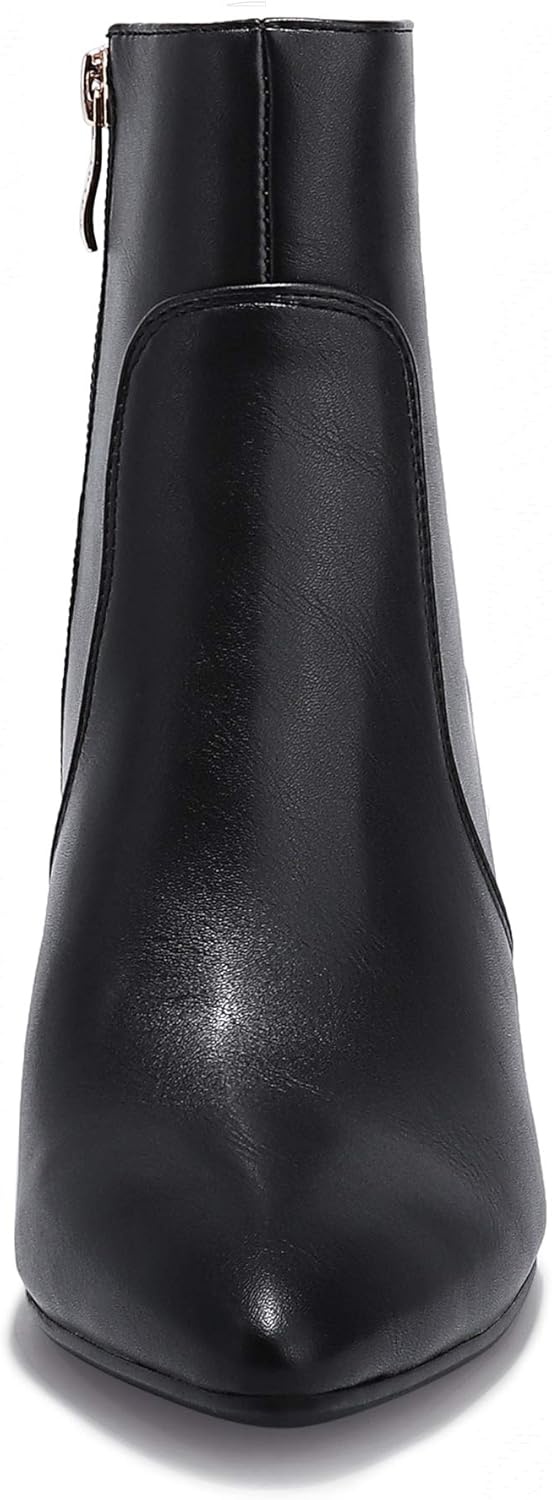 image:imageIDIFU Womens CLARAZ Pointed Toe High Heel Ankle Booties Zipper Buckle Strap Short BootsBlack Pu
