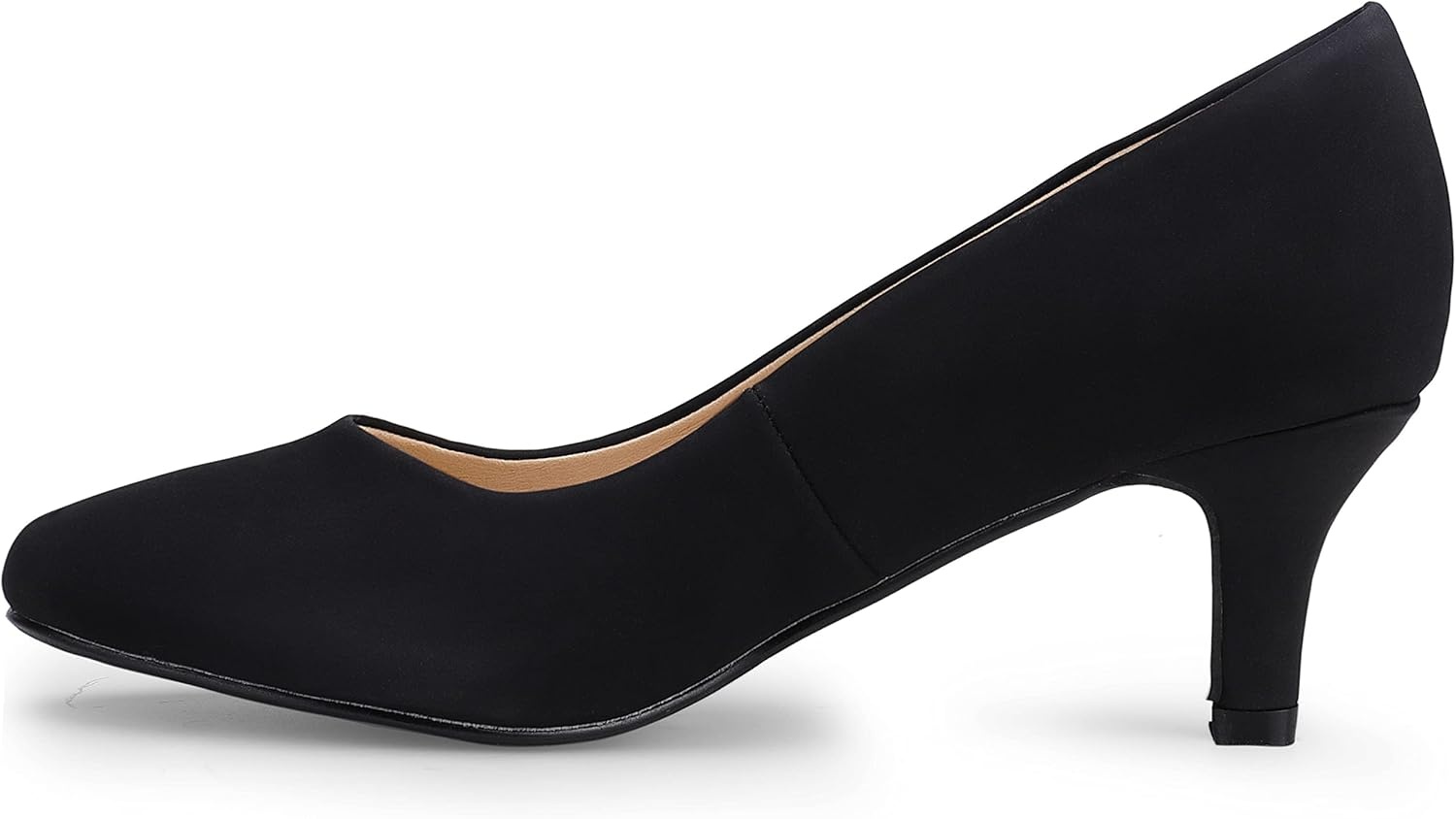 image:imageIDIFU Womens Classic Low Heels Dress Pumps 2 Inch Kitten Heel Round Toe Office Wedding ShoesBlack Nubuck