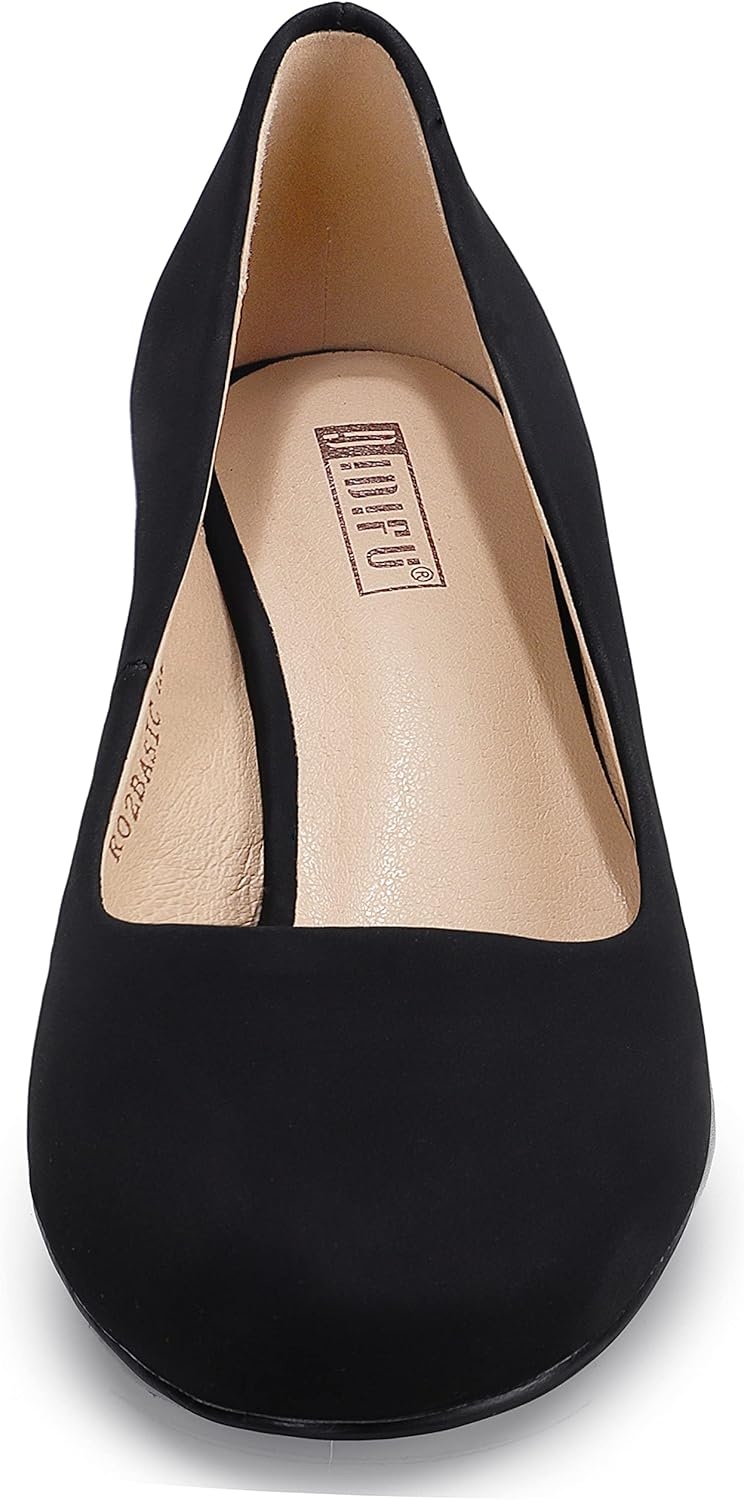 image:imageIDIFU Womens Classic Low Heels Dress Pumps 2 Inch Kitten Heel Round Toe Office Wedding ShoesBlack Nubuck