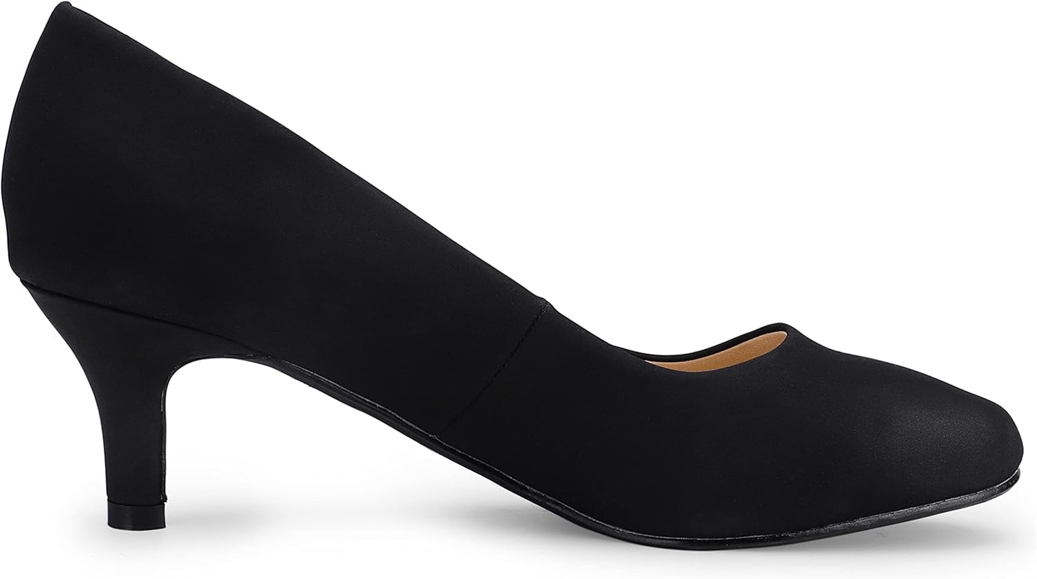 image:imageIDIFU Womens Classic Low Heels Dress Pumps 2 Inch Kitten Heel Round Toe Office Wedding ShoesBlack Nubuck