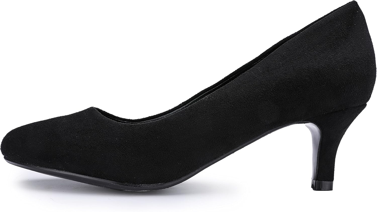 image:imageIDIFU Womens Classic Low Heels Dress Pumps 2 Inch Kitten Heel Round Toe Office Wedding ShoesBlack Suede