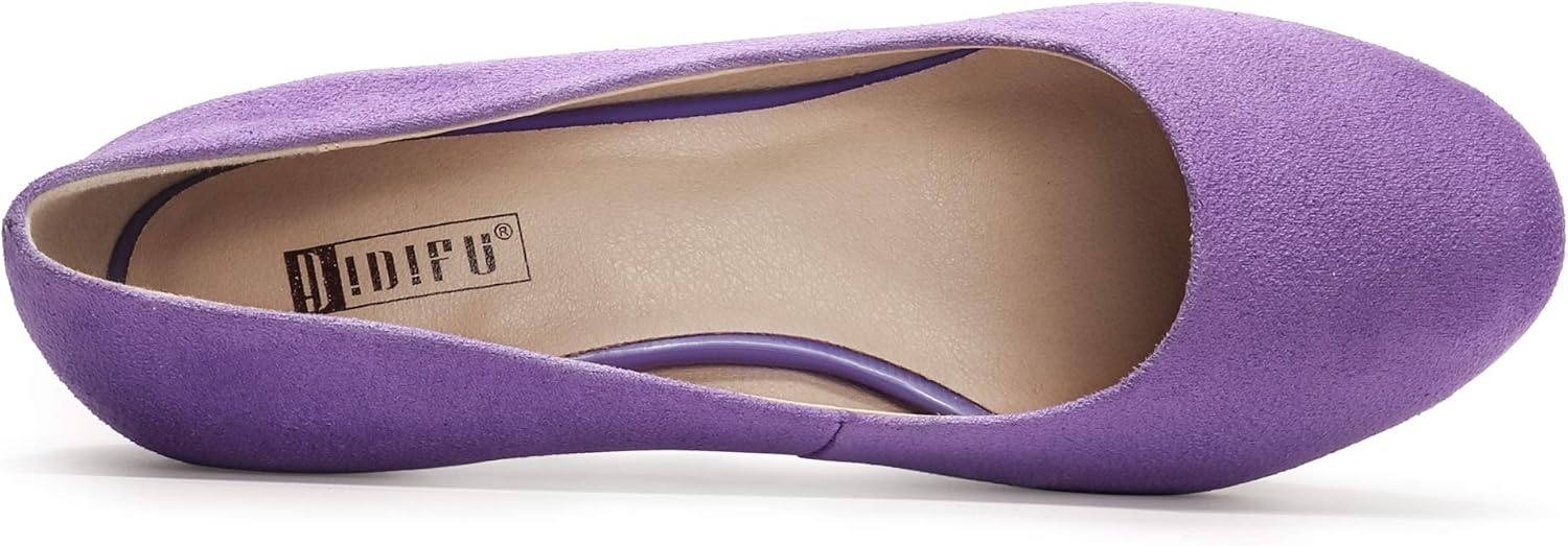 image:imageIDIFU Womens Classic Low Heels Dress Pumps 2 Inch Kitten Heel Round Toe Office Wedding ShoesLilac Suede