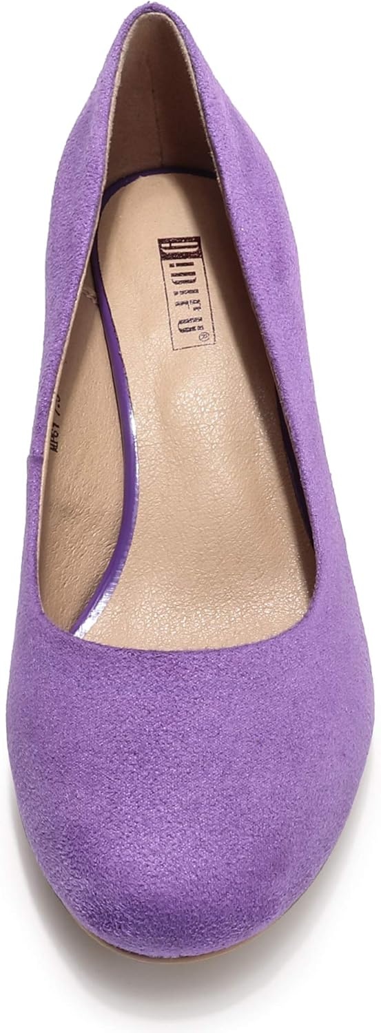 image:imageIDIFU Womens Classic Low Heels Dress Pumps 2 Inch Kitten Heel Round Toe Office Wedding ShoesLilac Suede