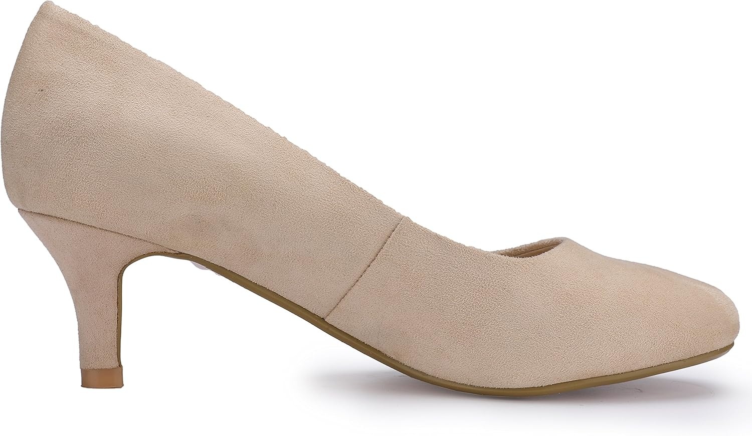 image:imageIDIFU Womens Classic Low Heels Dress Pumps 2 Inch Kitten Heel Round Toe Office Wedding ShoesNude Suede