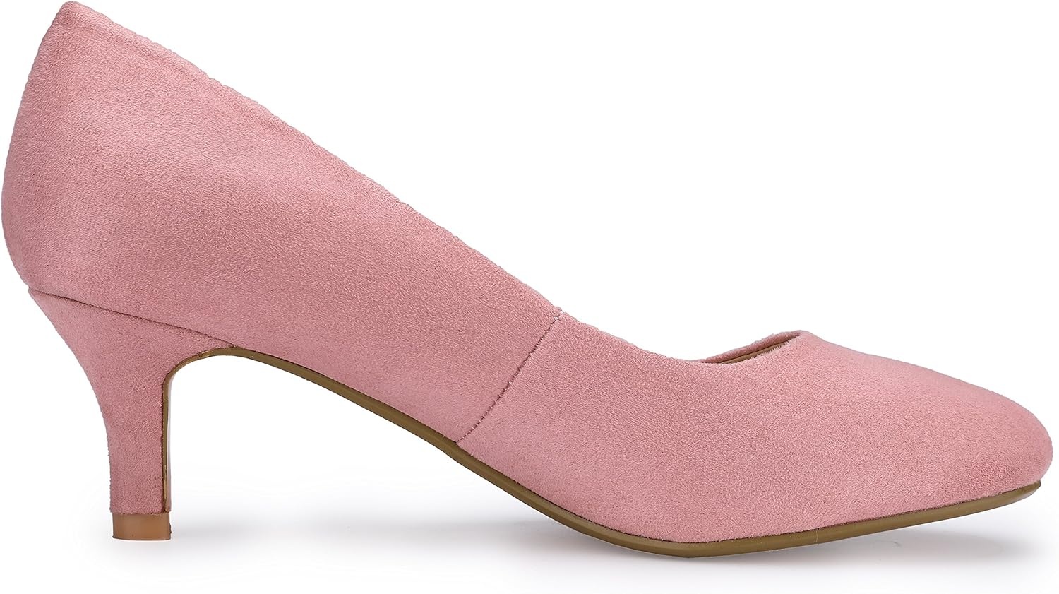 image:imageIDIFU Womens Classic Low Heels Dress Pumps 2 Inch Kitten Heel Round Toe Office Wedding ShoesPink Suede
