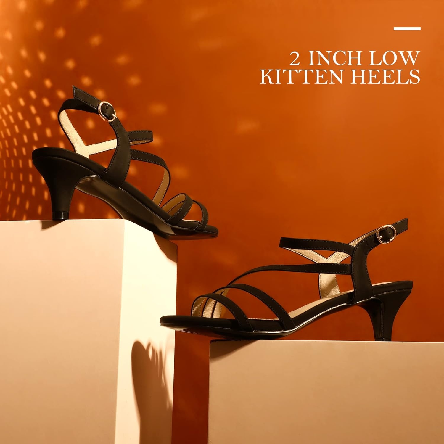 image:imageIDIFU Womens Dressy Strappy 2 Inch Low Kitten Heel Open Toe Sandals Dress Shoes for Woman Lady in Bridal Dance EveningBlack Nubuck