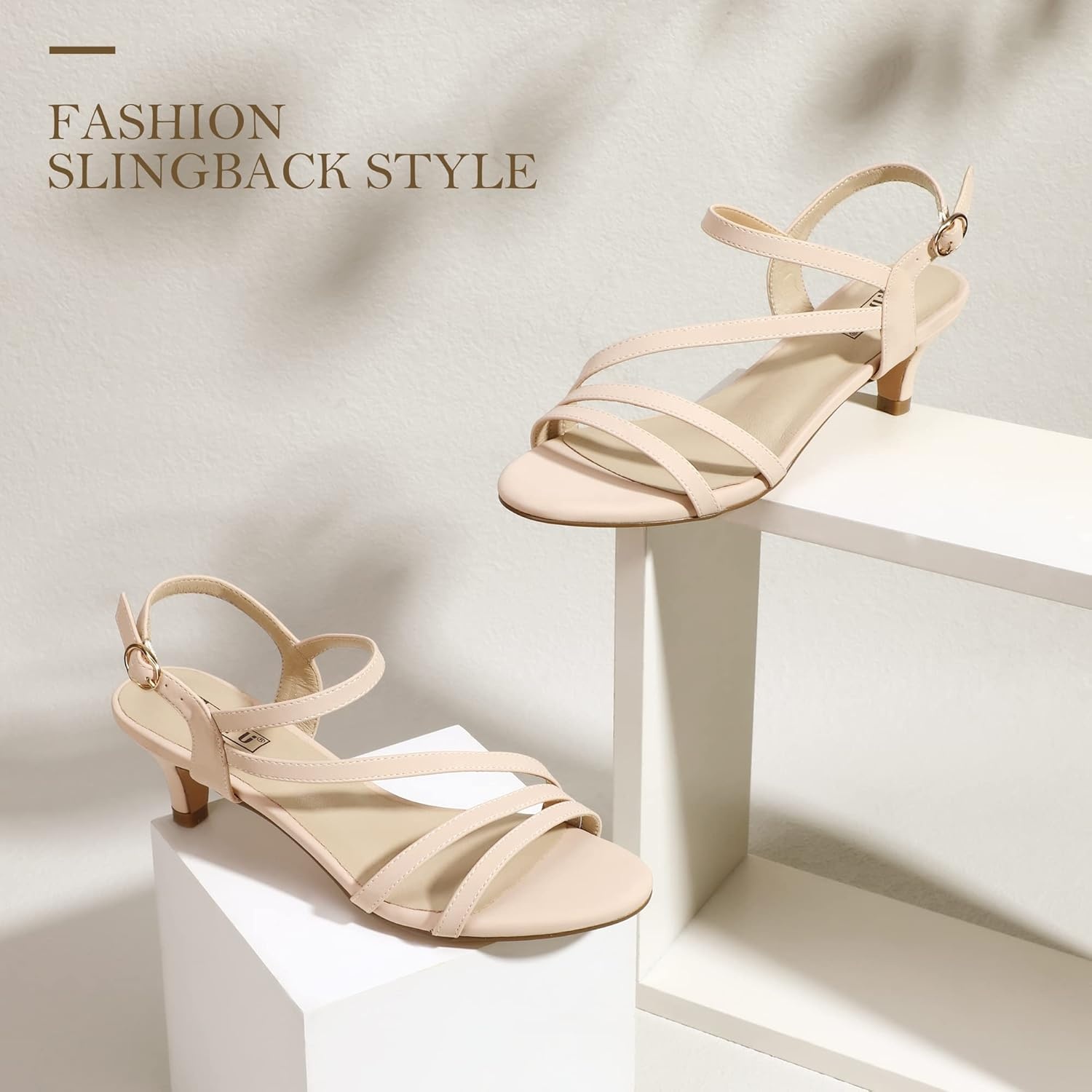 image:imageIDIFU Womens Dressy Strappy 2 Inch Low Kitten Heel Open Toe Sandals Dress Shoes for Woman Lady in Bridal Dance EveningNude Nubuck