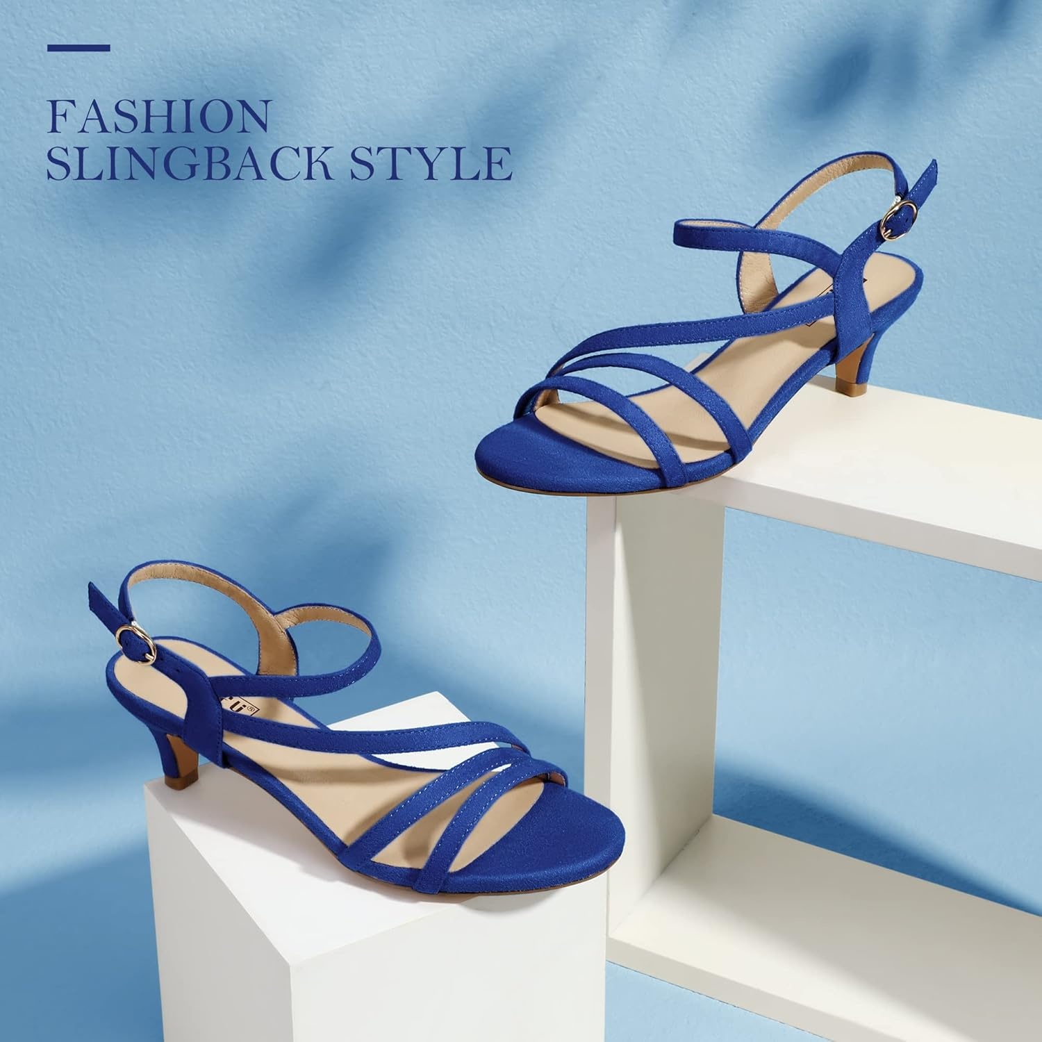 image:imageIDIFU Womens Dressy Strappy 2 Inch Low Kitten Heel Open Toe Sandals Dress Shoes for Woman Lady in Bridal Dance EveningRoyal Blue Suede