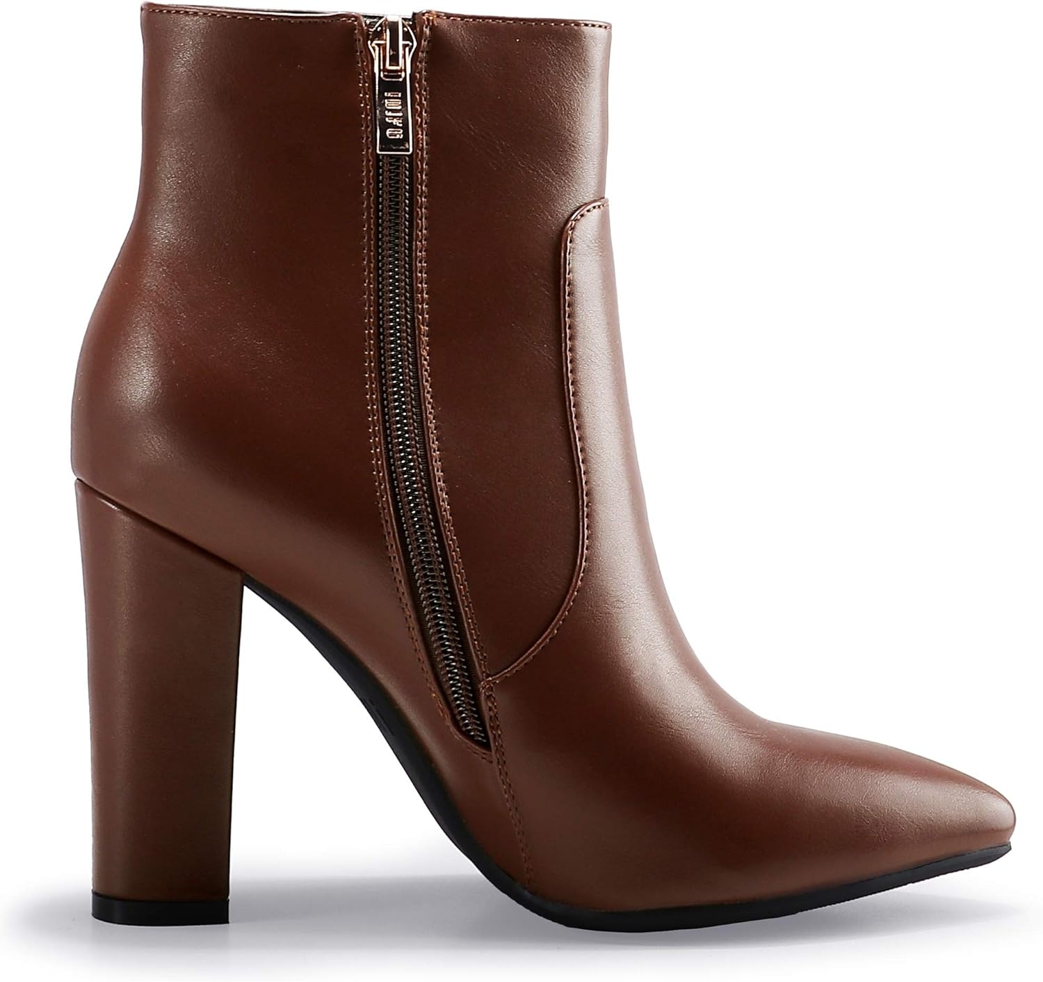 image:imageIDIFU Womens Fashion Ankle Boots Comfy Pointed Toe High Heels Side Zipper BootiesC Dark Brown Pu