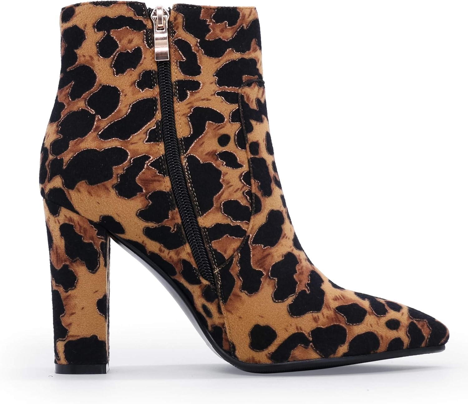 image:imageIDIFU Womens Fashion Ankle Boots Comfy Pointed Toe High Heels Side Zipper BootiesC Leopard Suede