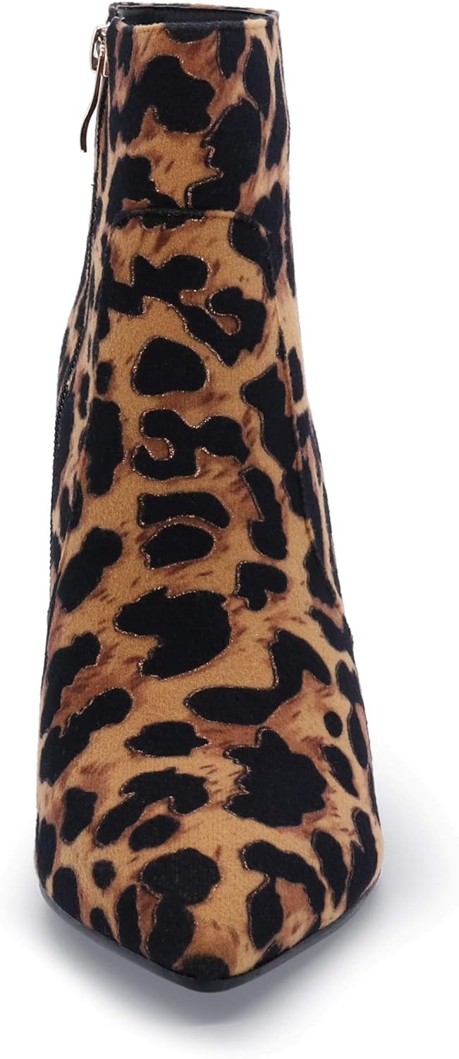 image:imageIDIFU Womens Fashion Ankle Boots Comfy Pointed Toe High Heels Side Zipper BootiesC Leopard Suede