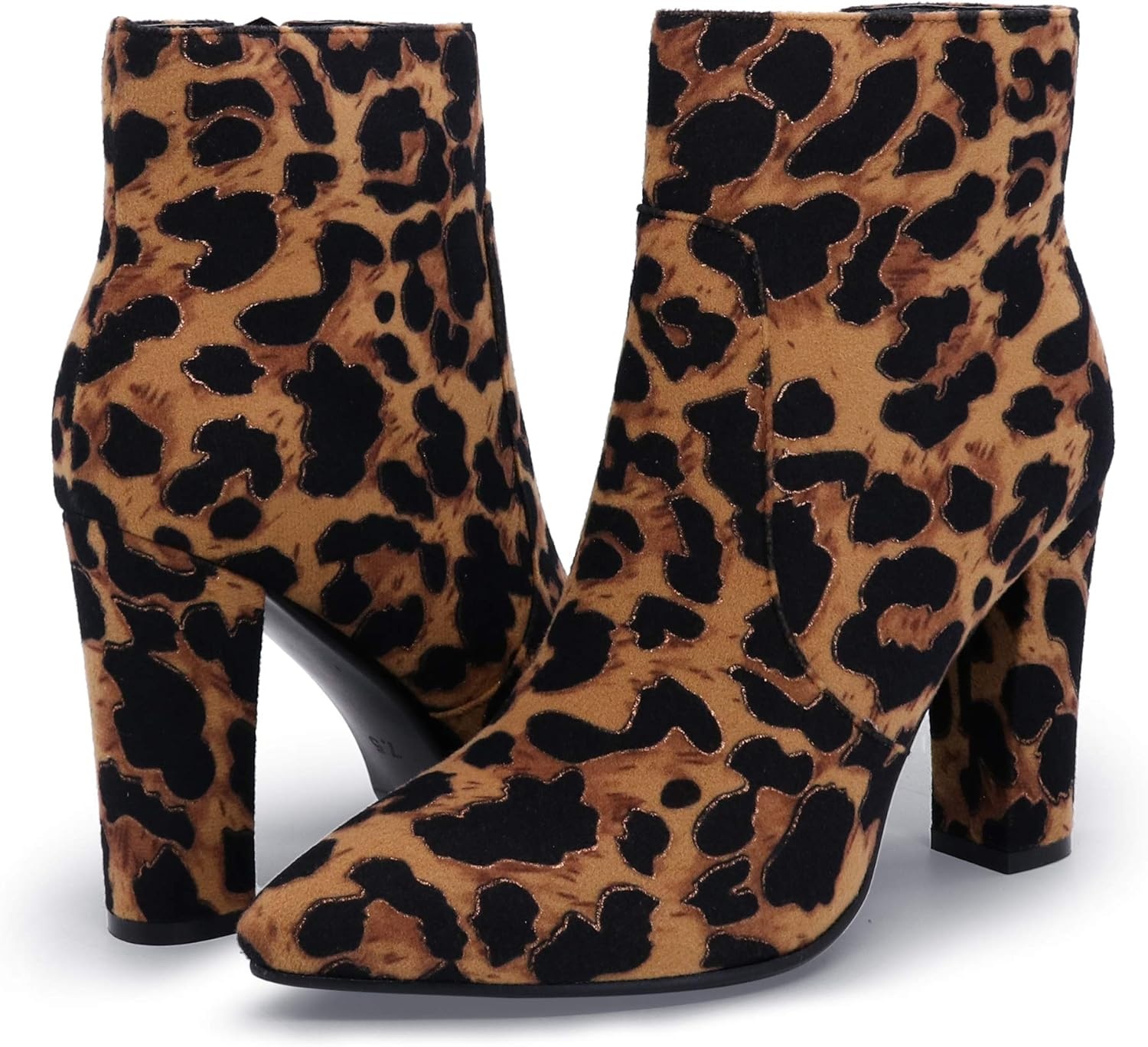 image:imageIDIFU Womens Fashion Ankle Boots Comfy Pointed Toe High Heels Side Zipper BootiesC Leopard Suede