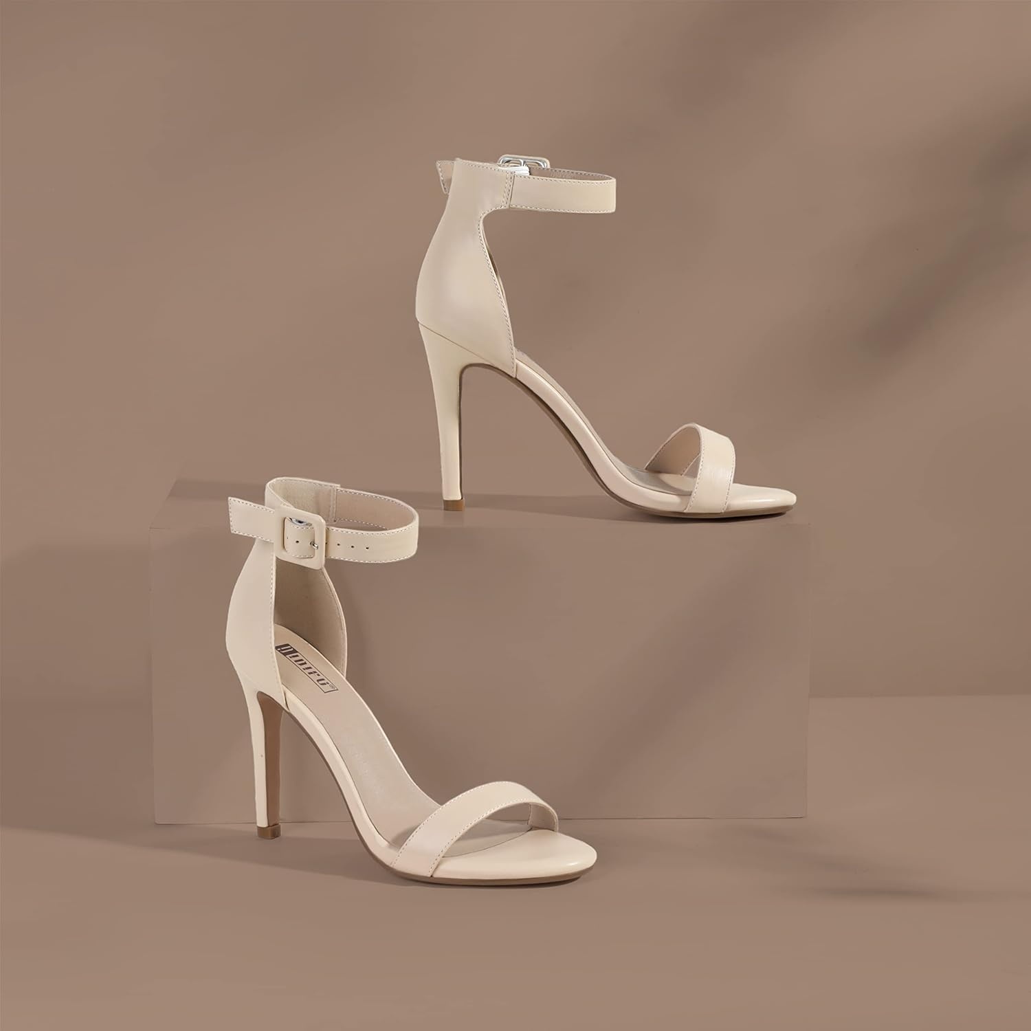 image:imageIDIFU Womens High Heels for Women Dressy Stiletto Open Toe Heels Ankle Strap Heeled Sandals for Women on Wedding Party HomecomingBeige Pu