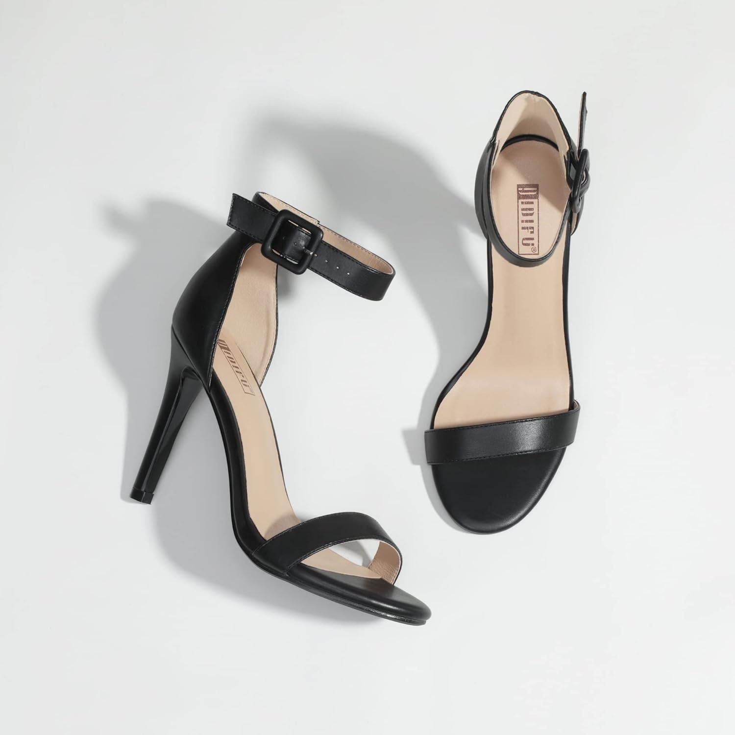 image:imageIDIFU Womens High Heels for Women Dressy Stiletto Open Toe Heels Ankle Strap Heeled Sandals for Women on Wedding Party HomecomingBlack Pu