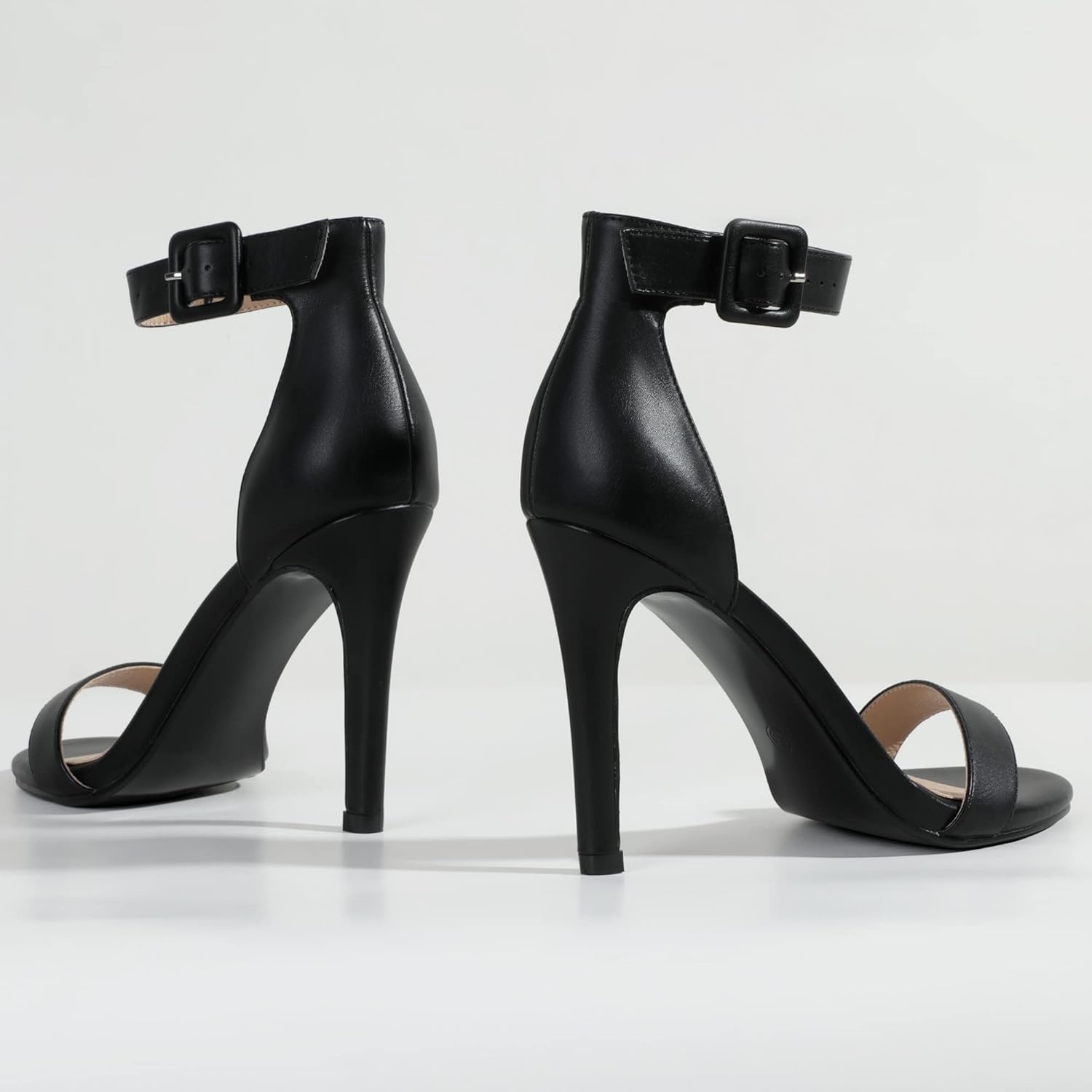image:imageIDIFU Womens High Heels for Women Dressy Stiletto Open Toe Heels Ankle Strap Heeled Sandals for Women on Wedding Party HomecomingBlack Pu