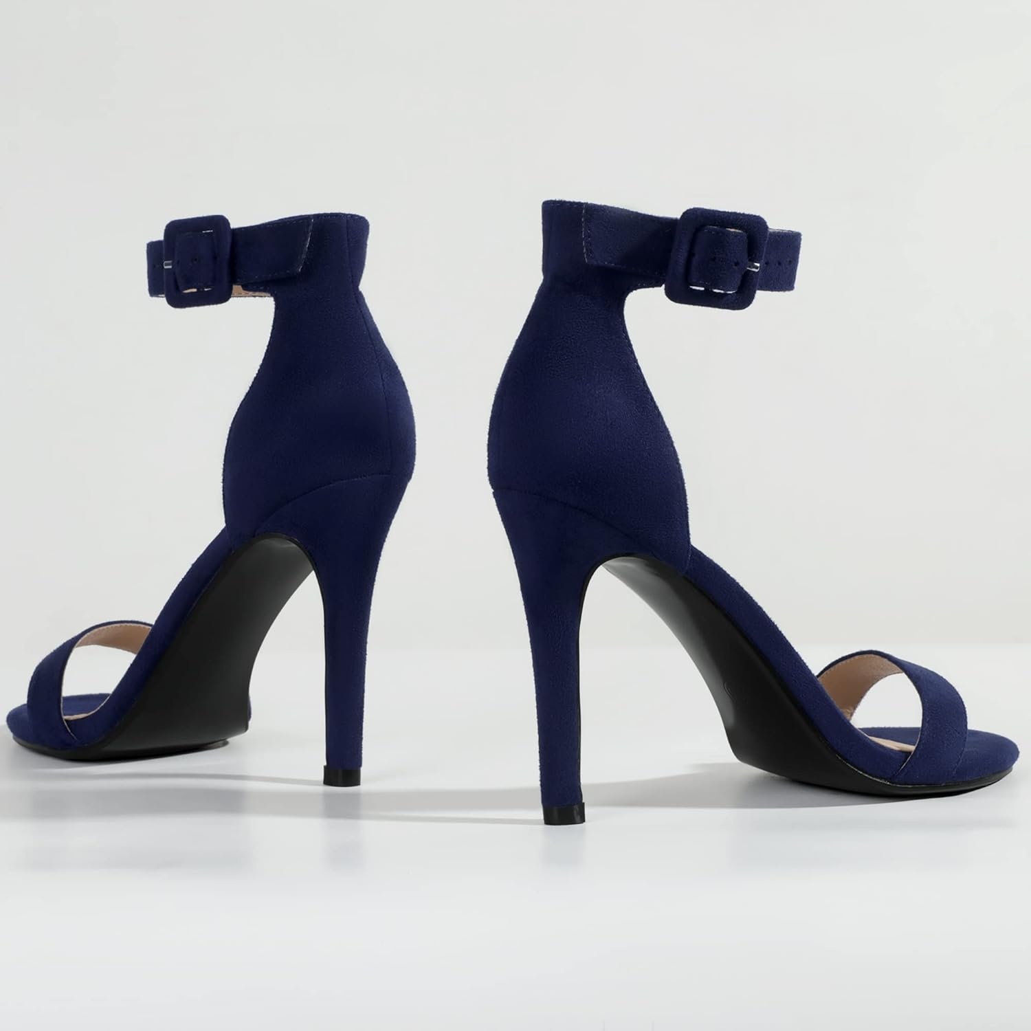image:imageIDIFU Womens High Heels for Women Dressy Stiletto Open Toe Heels Ankle Strap Heeled Sandals for Women on Wedding Party HomecomingBlue Suede