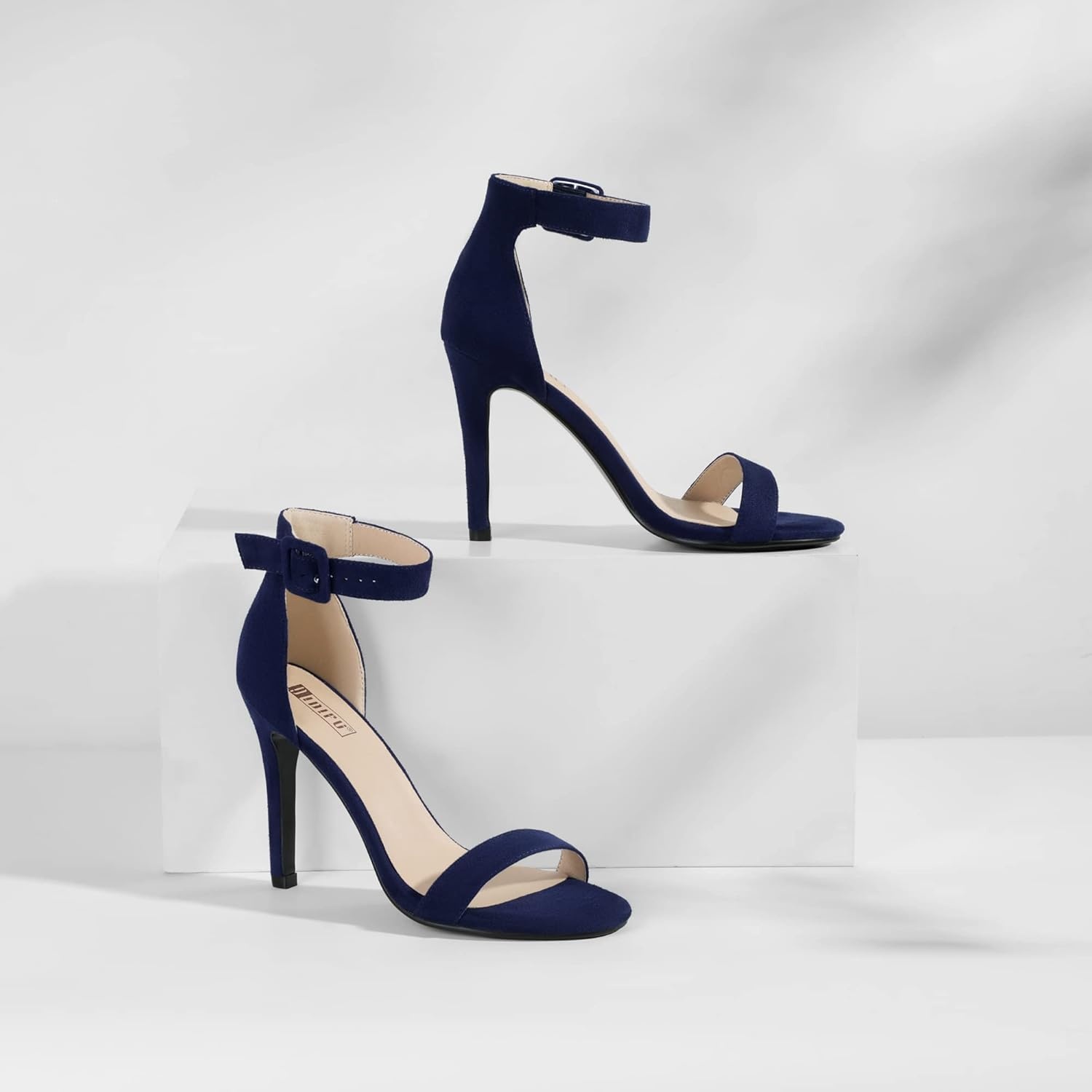 image:imageIDIFU Womens High Heels for Women Dressy Stiletto Open Toe Heels Ankle Strap Heeled Sandals for Women on Wedding Party HomecomingBlue Suede