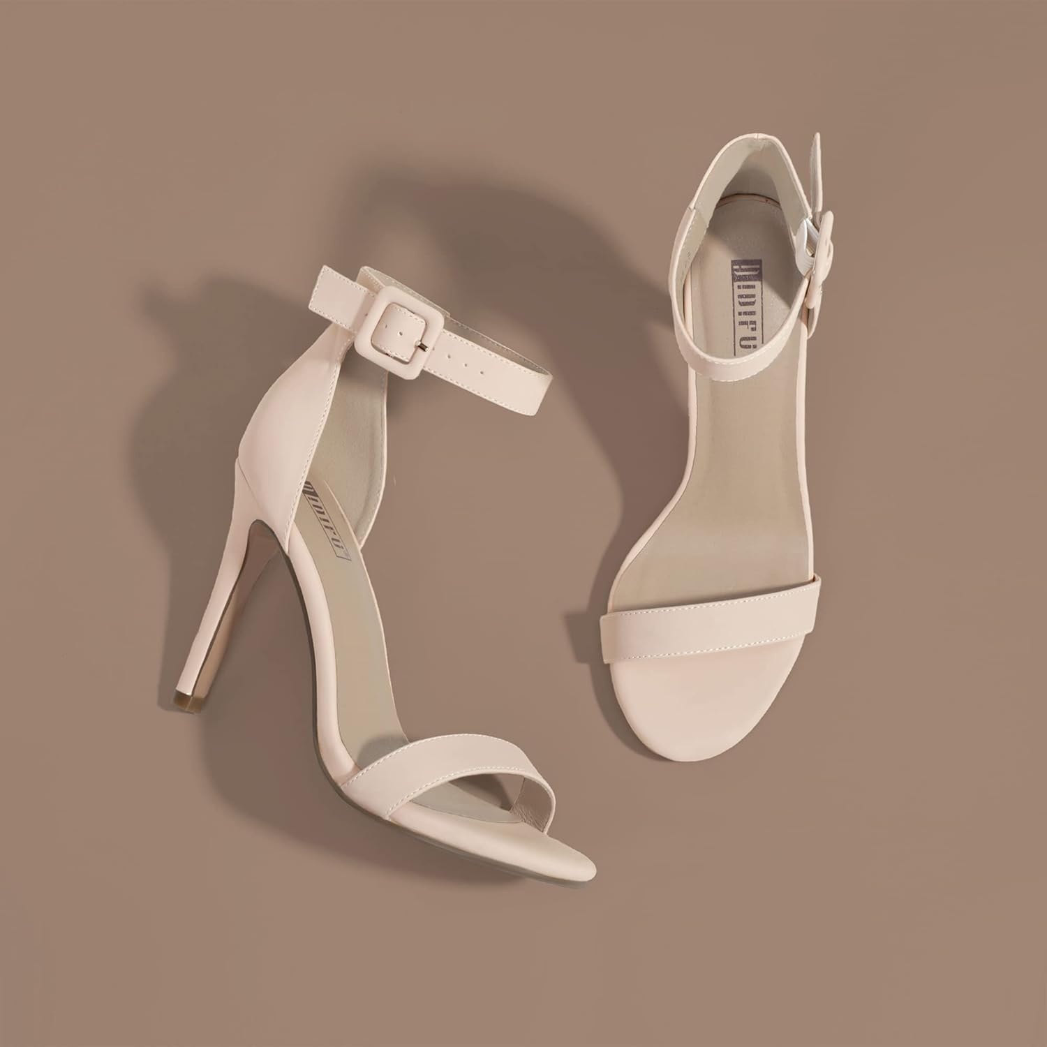 image:imageIDIFU Womens High Heels for Women Dressy Stiletto Open Toe Heels Ankle Strap Heeled Sandals for Women on Wedding Party HomecomingNude Nubuck