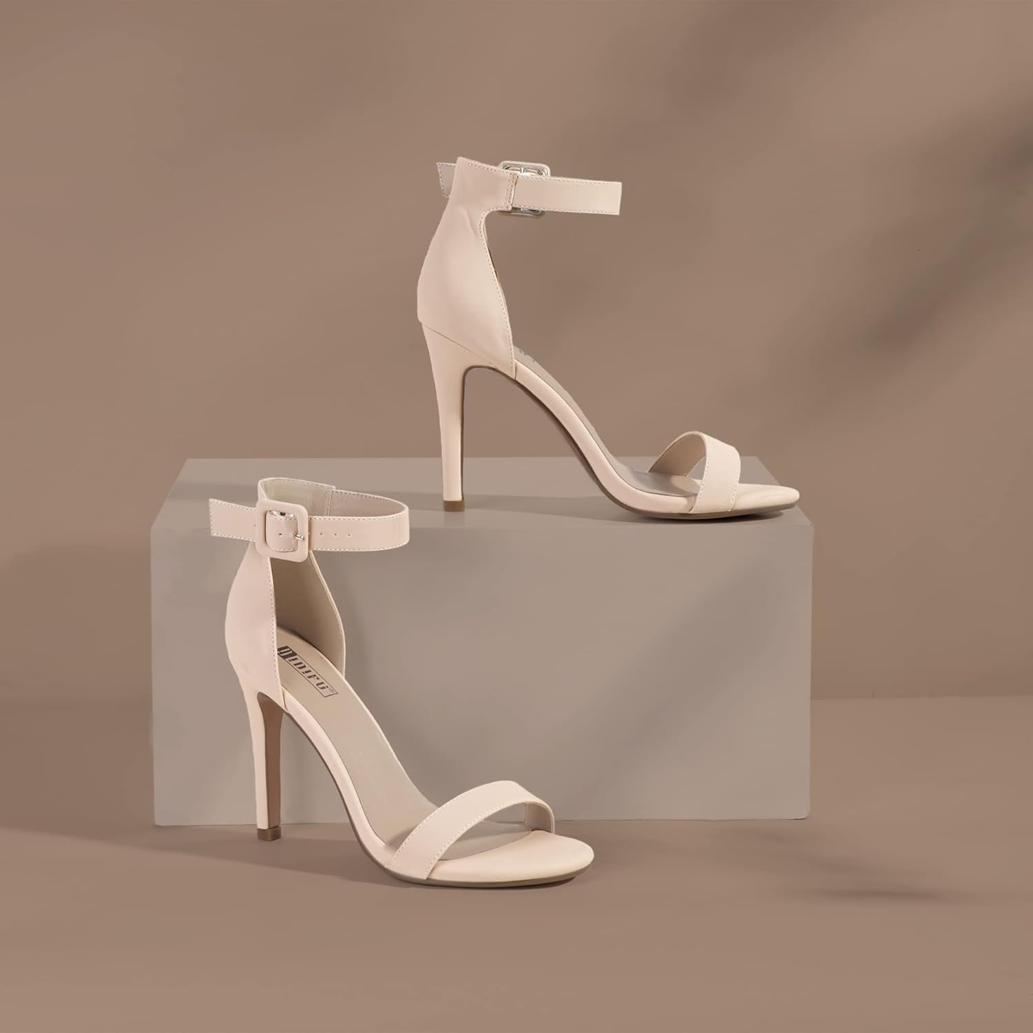 image:imageIDIFU Womens High Heels for Women Dressy Stiletto Open Toe Heels Ankle Strap Heeled Sandals for Women on Wedding Party HomecomingNude Nubuck