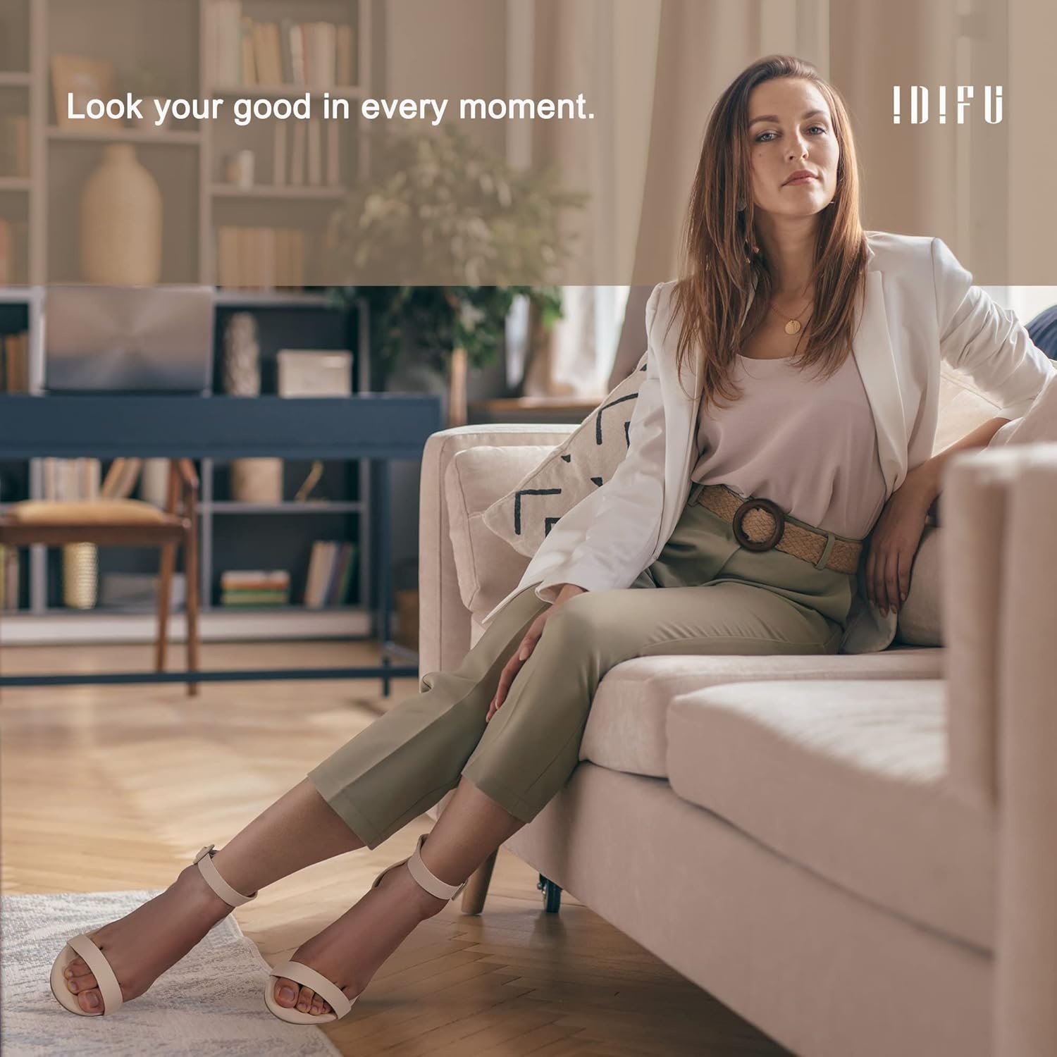 image:imageIDIFU Womens High Heels for Women Dressy Stiletto Open Toe Heels Ankle Strap Heeled Sandals for Women on Wedding Party HomecomingNude Nubuck