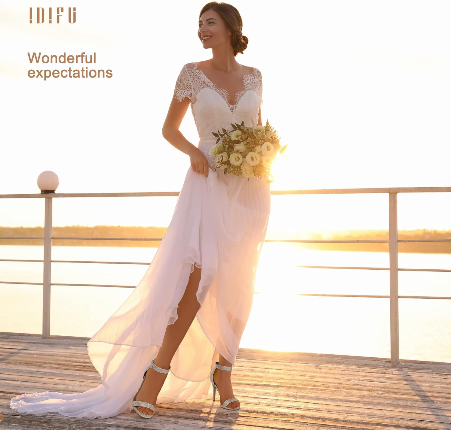 image:imageIDIFU Womens High Heels for Women Dressy Stiletto Open Toe Heels Ankle Strap Heeled Sandals for Women on Wedding Party HomecomingSilver Glitter