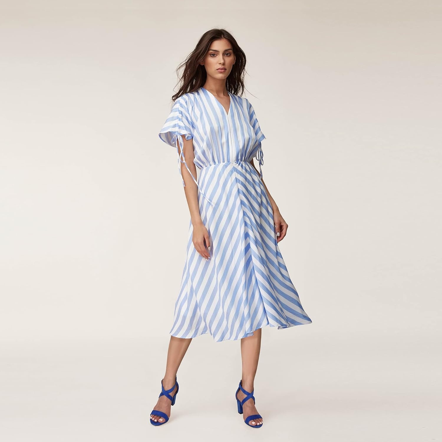 image:imageIDIFU Womens IN3 Grace Strappy Block Heels Sandals Comfy Open Toe Chunky Dress Wedding Shoes with Adjustable Cross StrapRoyal Blue Suede