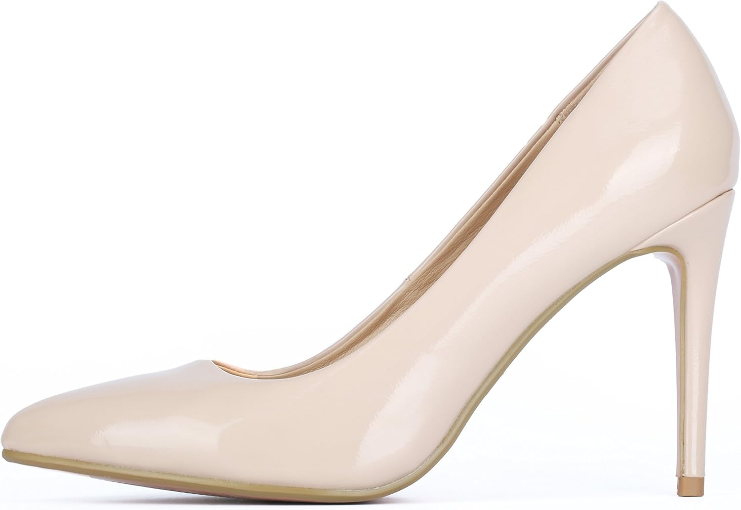 image:imageIDIFU Womens IN4 Classic Pointed Toe High Heels Pumps Wedding Dress Office ShoesNude Patent