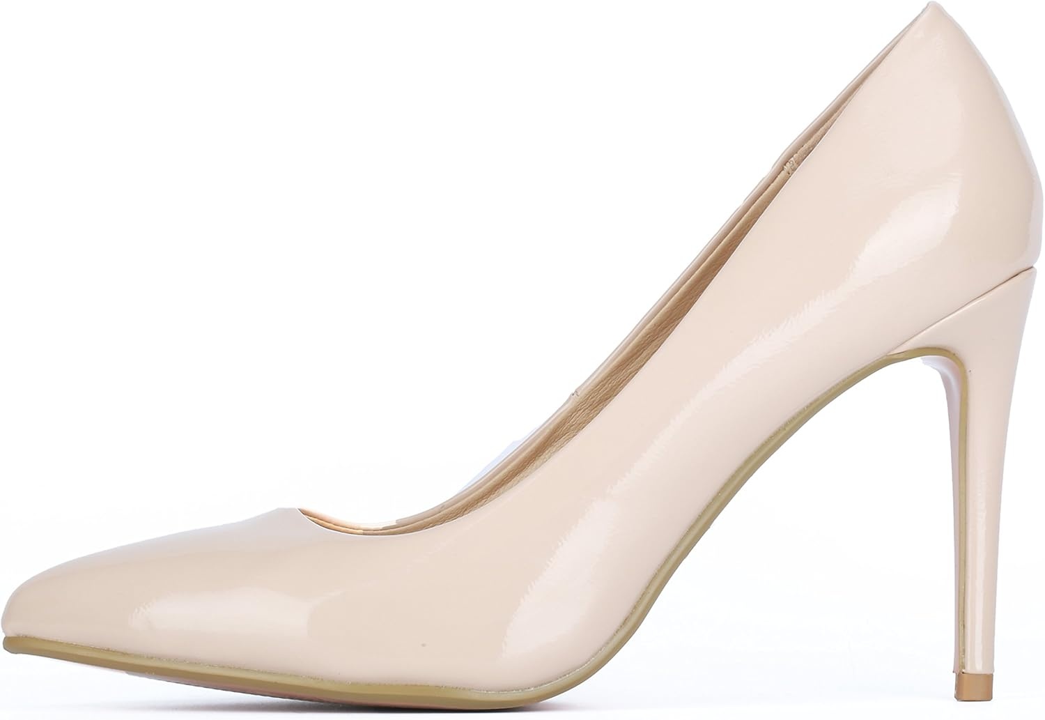 image:imageIDIFU Womens IN4 Classic Pointed Toe High Heels Pumps Wedding Dress Office ShoesNude Patent