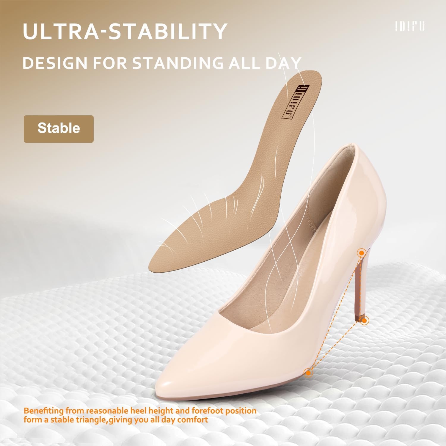 image:imageIDIFU Womens IN4 Classic Pointed Toe High Heels Pumps Wedding Dress Office ShoesNude Patent