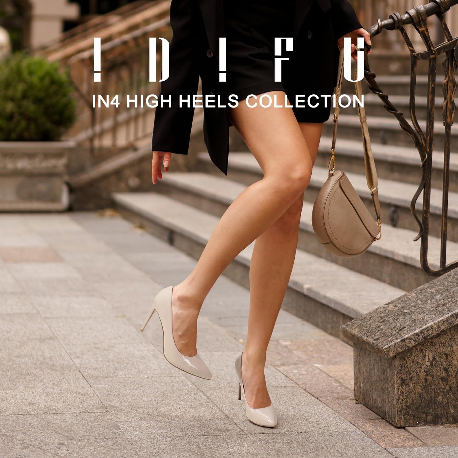 image:imageIDIFU Womens IN4 Classic Pointed Toe High Heels Pumps Wedding Dress Office ShoesNude Patent